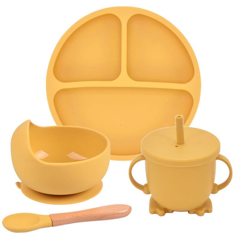 image-Silicone Suction Cup Dinner Plate Baby And Children's Divided Plate Set