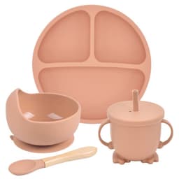 image-Silicone Suction Cup Dinner Plate Baby And Children's Divided Plate Set
