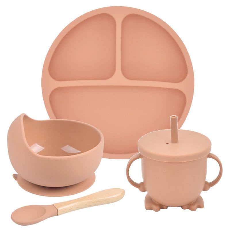 image-Silicone Suction Cup Dinner Plate Baby And Children's Divided Plate Set