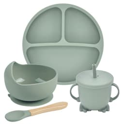 image-Silicone Suction Cup Dinner Plate Baby And Children's Divided Plate Set