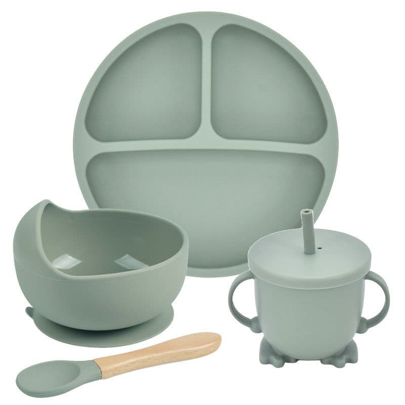 image-Silicone Suction Cup Dinner Plate Baby And Children's Divided Plate Set
