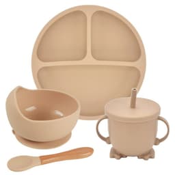 image-Silicone Suction Cup Dinner Plate Baby And Children's Divided Plate Set