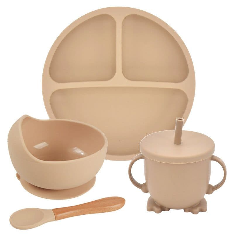 image-Silicone Suction Cup Dinner Plate Baby And Children's Divided Plate Set