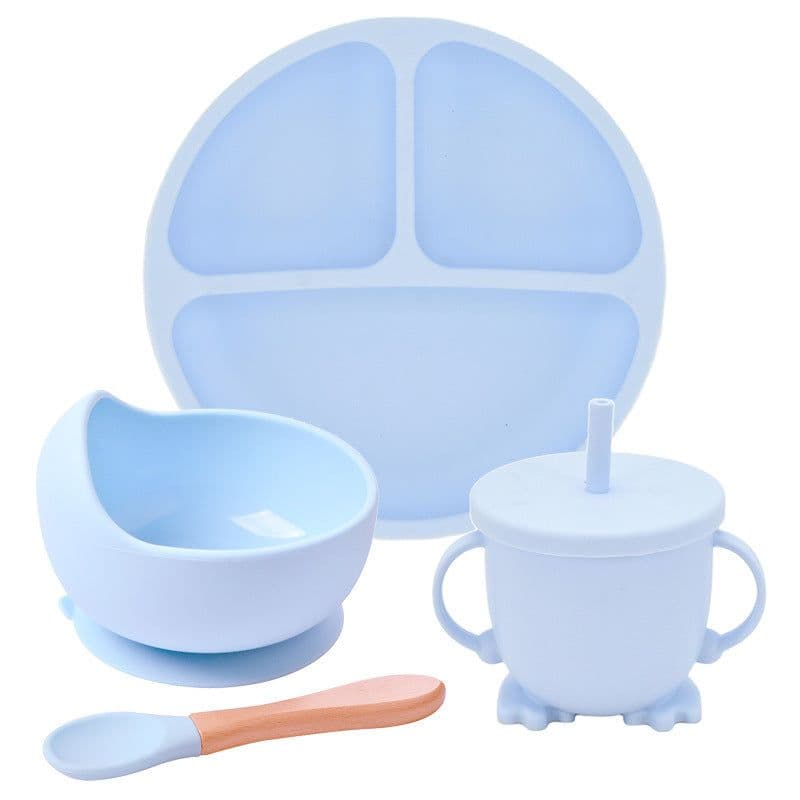 image-Silicone Suction Cup Dinner Plate Baby And Children's Divided Plate Set