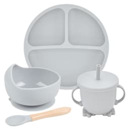 image-Silicone Suction Cup Dinner Plate Baby And Children's Divided Plate Set