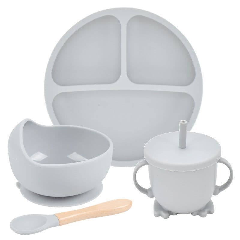 image-Silicone Suction Cup Dinner Plate Baby And Children's Divided Plate Set