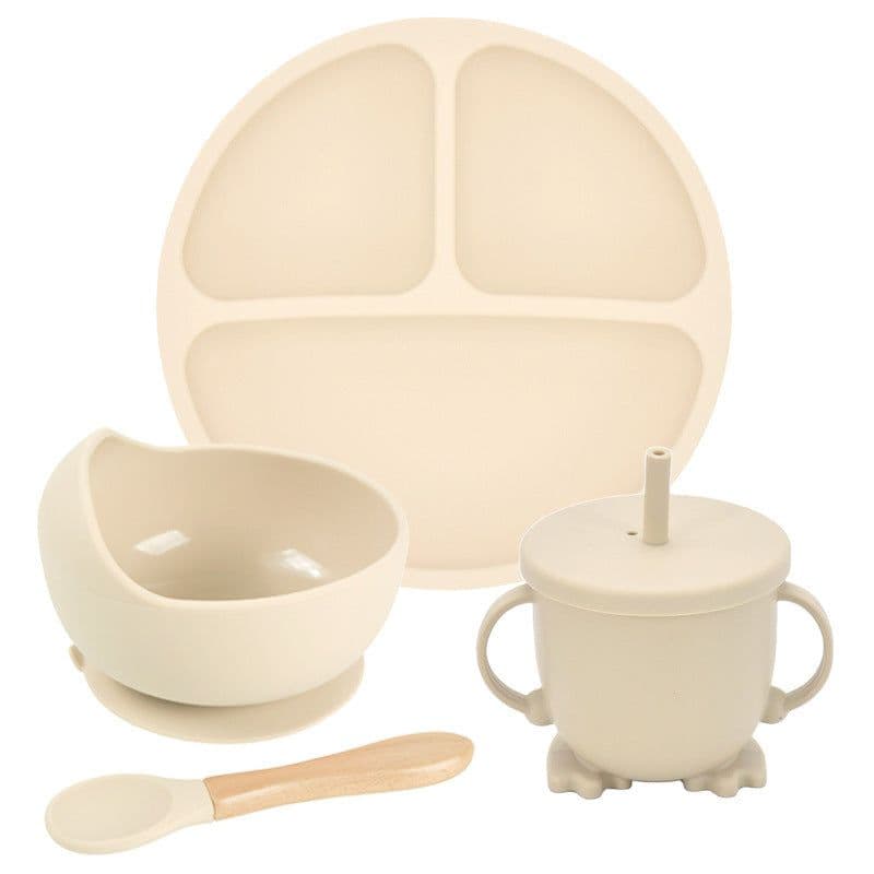 image-Silicone Suction Cup Dinner Plate Baby And Children's Divided Plate Set
