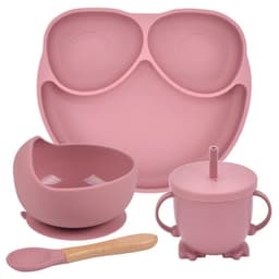 image-Silicone Suction Cup Dinner Plate Baby And Children's Divided Plate Set