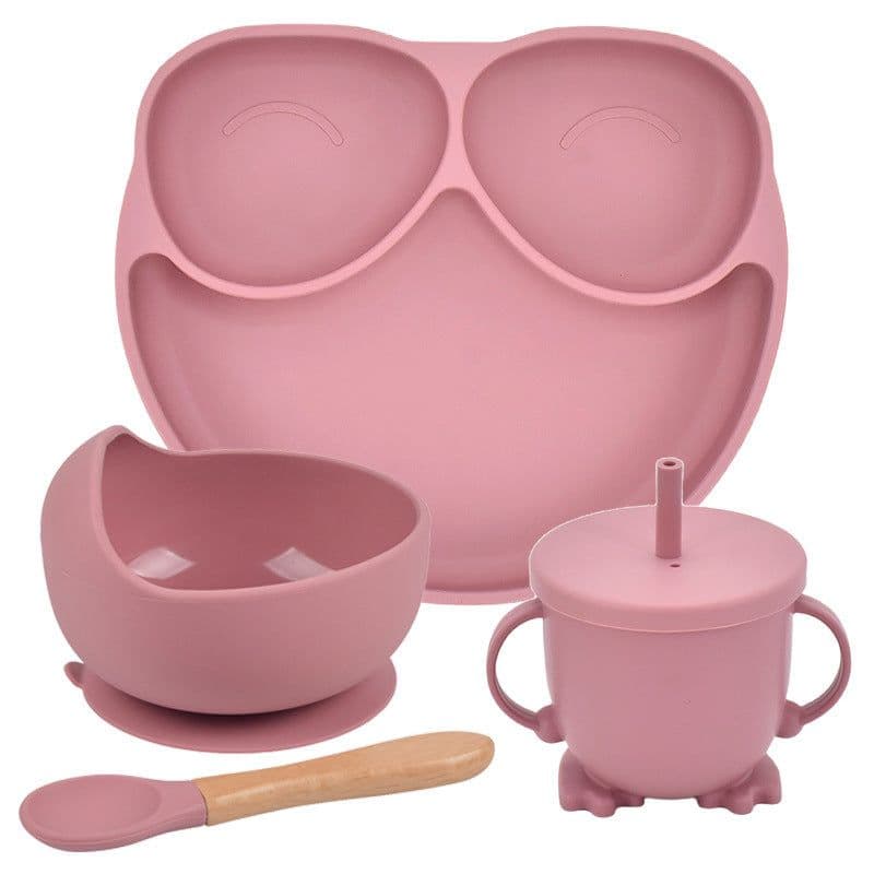 image-Silicone Suction Cup Dinner Plate Baby And Children's Divided Plate Set
