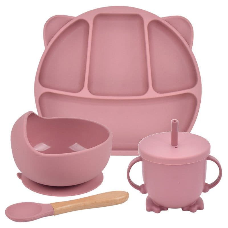 image-Silicone Suction Cup Dinner Plate Baby And Children's Divided Plate Set