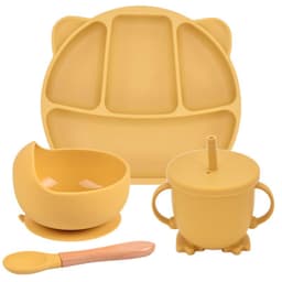 image-Silicone Suction Cup Dinner Plate Baby And Children's Divided Plate Set