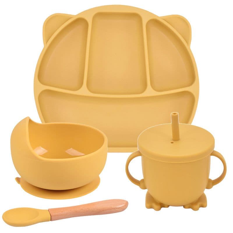 image-Silicone Suction Cup Dinner Plate Baby And Children's Divided Plate Set