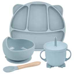 image-Silicone Suction Cup Dinner Plate Baby And Children's Divided Plate Set