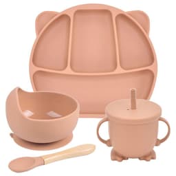 image-Silicone Suction Cup Dinner Plate Baby And Children's Divided Plate Set