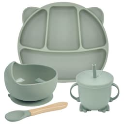 image-Silicone Suction Cup Dinner Plate Baby And Children's Divided Plate Set