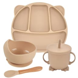 image-Silicone Suction Cup Dinner Plate Baby And Children's Divided Plate Set