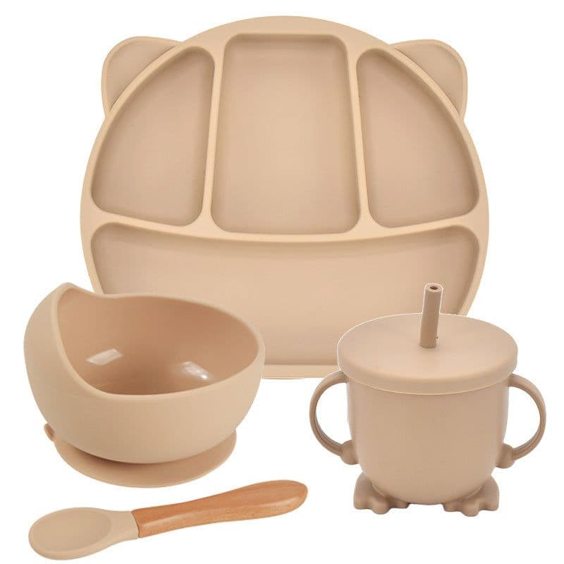 image-Silicone Suction Cup Dinner Plate Baby And Children's Divided Plate Set