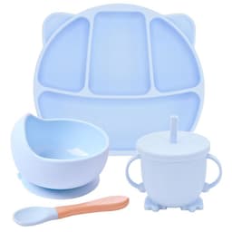 image-Silicone Suction Cup Dinner Plate Baby And Children's Divided Plate Set