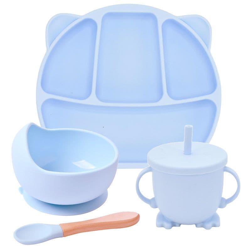 image-Silicone Suction Cup Dinner Plate Baby And Children's Divided Plate Set