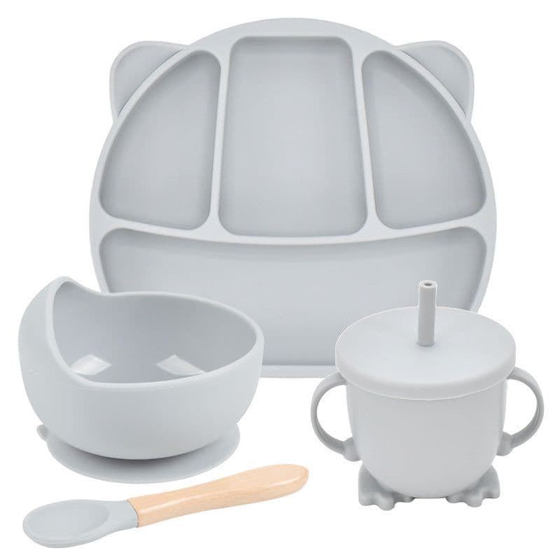 image-Silicone Suction Cup Dinner Plate Baby And Children's Divided Plate Set