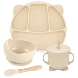 image-Silicone Suction Cup Dinner Plate Baby And Children's Divided Plate Set