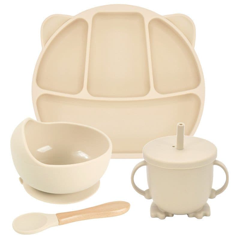 image-Silicone Suction Cup Dinner Plate Baby And Children's Divided Plate Set
