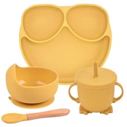 image-Silicone Suction Cup Dinner Plate Baby And Children's Divided Plate Set