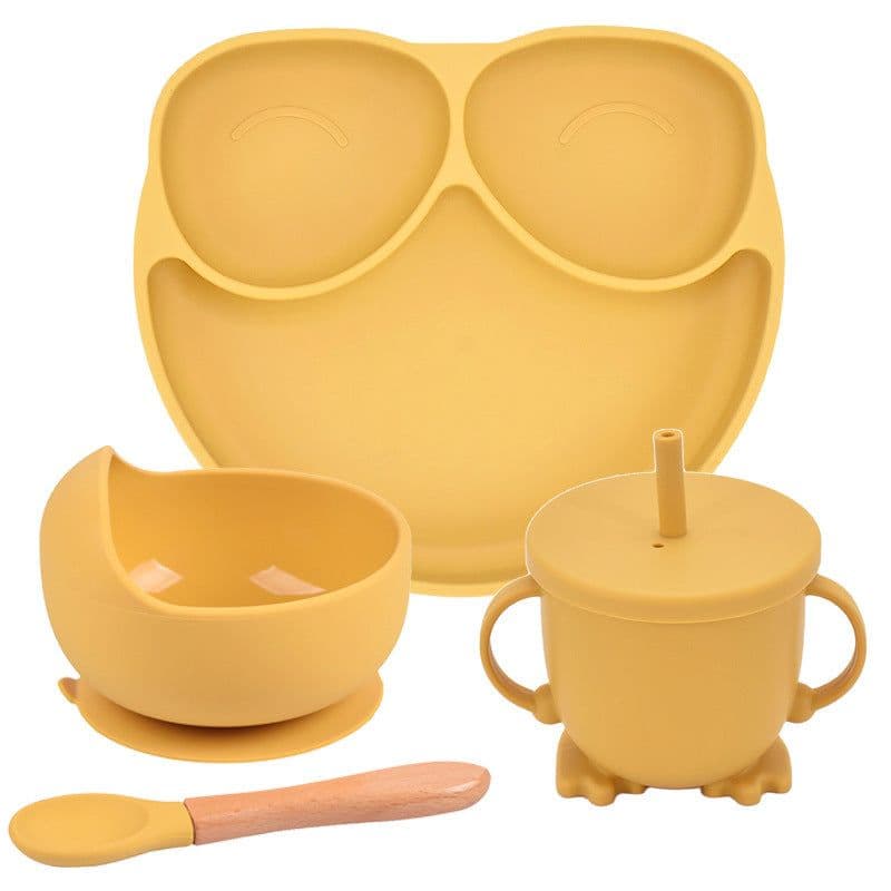 image-Silicone Suction Cup Dinner Plate Baby And Children's Divided Plate Set