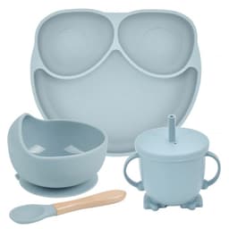 image-Silicone Suction Cup Dinner Plate Baby And Children's Divided Plate Set