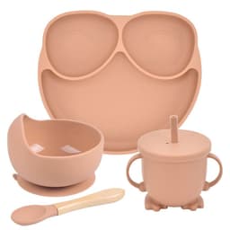 image-Silicone Suction Cup Dinner Plate Baby And Children's Divided Plate Set