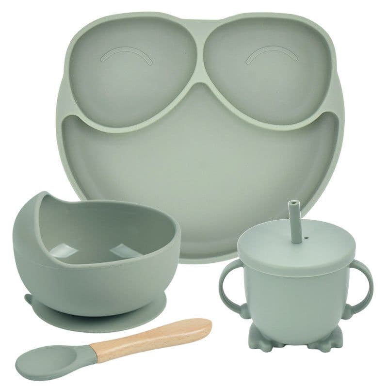 image-Silicone Suction Cup Dinner Plate Baby And Children's Divided Plate Set