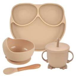 image-Silicone Suction Cup Dinner Plate Baby And Children's Divided Plate Set