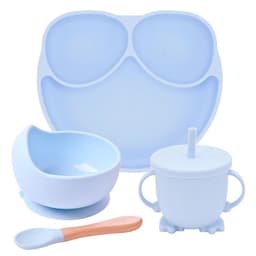 image-Silicone Suction Cup Dinner Plate Baby And Children's Divided Plate Set