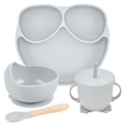 image-Silicone Suction Cup Dinner Plate Baby And Children's Divided Plate Set