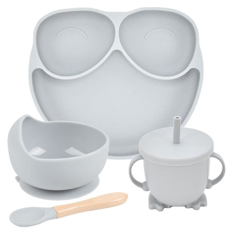 image-Silicone Suction Cup Dinner Plate Baby And Children's Divided Plate Set
