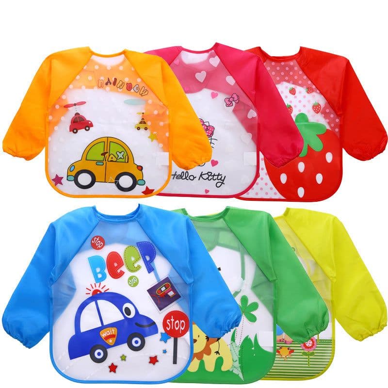 image-Children's Gown Long Sleeve Kids Waterproof Meal Baby Apron Painting Clothes Bib Protective Clothing