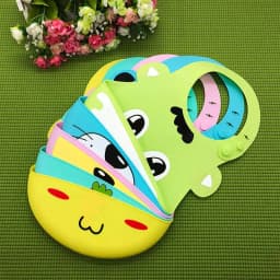 image-Baby food grade silicone food meal pockets Children's dinner pockets Waterproof disposable cartoon bibs Adjustable bibs