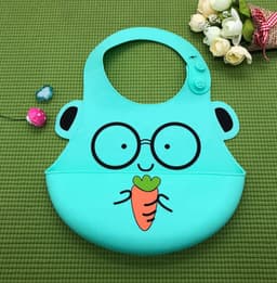 image-Baby food grade silicone food meal pockets Children's dinner pockets Waterproof disposable cartoon bibs Adjustable bibs