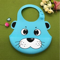 image-Baby food grade silicone food meal pockets Children's dinner pockets Waterproof disposable cartoon bibs Adjustable bibs