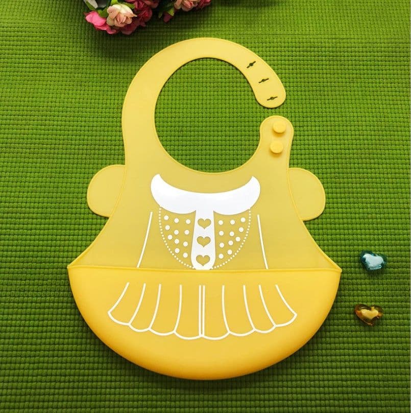 image-Baby food grade silicone food meal pockets Children's dinner pockets Waterproof disposable cartoon bibs Adjustable bibs
