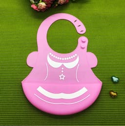 image-Baby food grade silicone food meal pockets Children's dinner pockets Waterproof disposable cartoon bibs Adjustable bibs