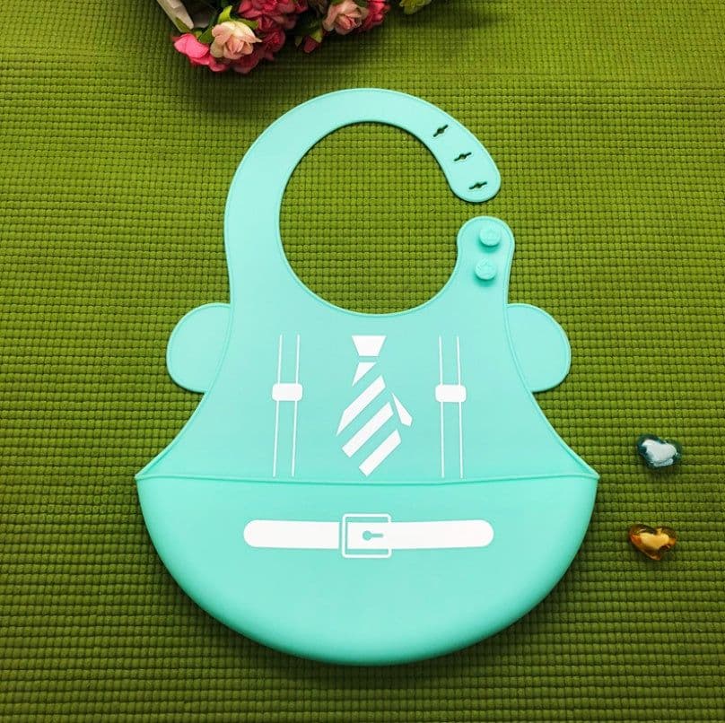 image-Baby food grade silicone food meal pockets Children's dinner pockets Waterproof disposable cartoon bibs Adjustable bibs