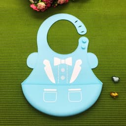image-Baby food grade silicone food meal pockets Children's dinner pockets Waterproof disposable cartoon bibs Adjustable bibs