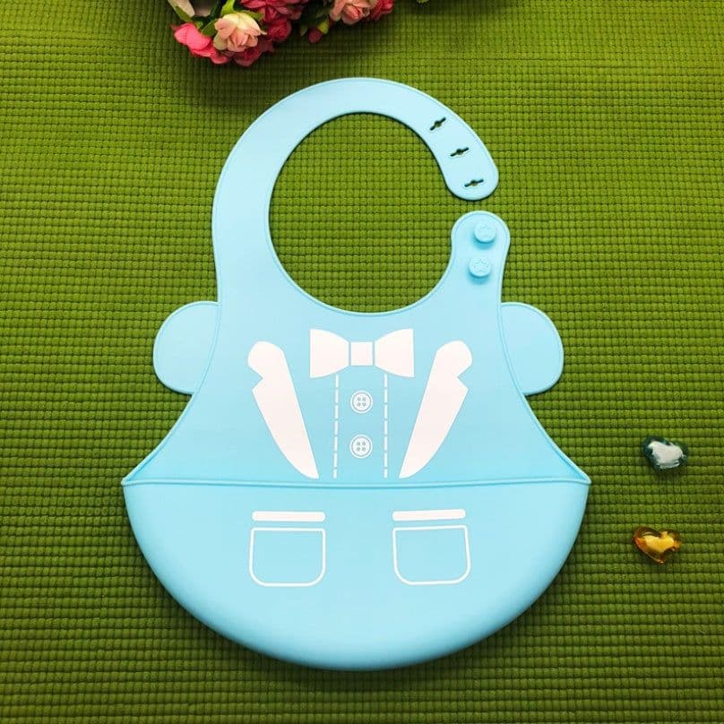image-Baby food grade silicone food meal pockets Children's dinner pockets Waterproof disposable cartoon bibs Adjustable bibs