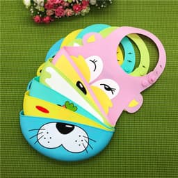 image-Baby food grade silicone food meal pockets Children's dinner pockets Waterproof disposable cartoon bibs Adjustable bibs