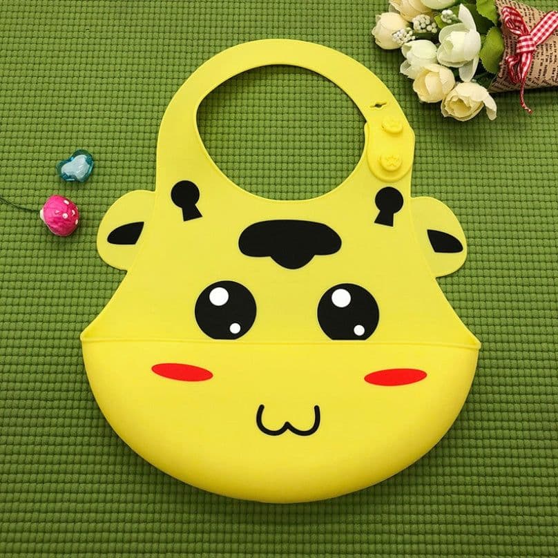 image-Baby food grade silicone food meal pockets Children's dinner pockets Waterproof disposable cartoon bibs Adjustable bibs