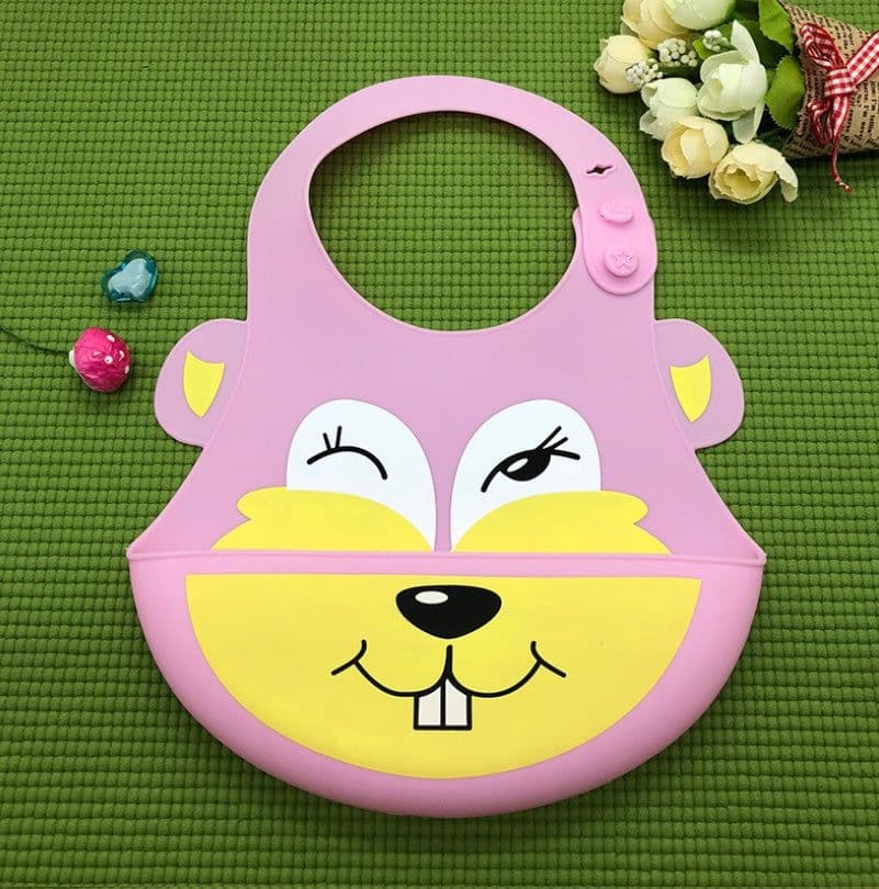 image-Baby food grade silicone food meal pockets Children's dinner pockets Waterproof disposable cartoon bibs Adjustable bibs