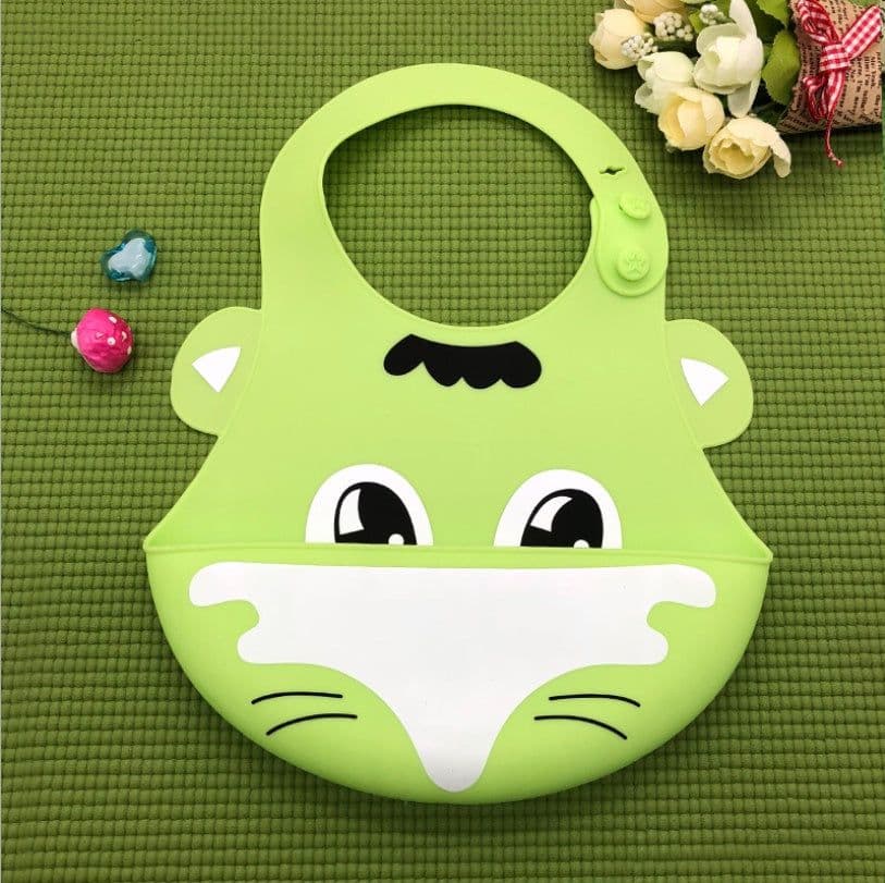 image-Baby food grade silicone food meal pockets Children's dinner pockets Waterproof disposable cartoon bibs Adjustable bibs