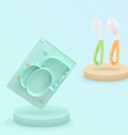 image-Baby Silicone Suction Cup Dishes Cartoon Learning Bowl Infant Feeding Bowls