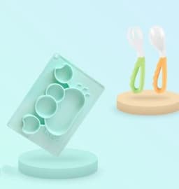 image-Baby Silicone Suction Cup Dishes Cartoon Learning Bowl Infant Feeding Bowls
